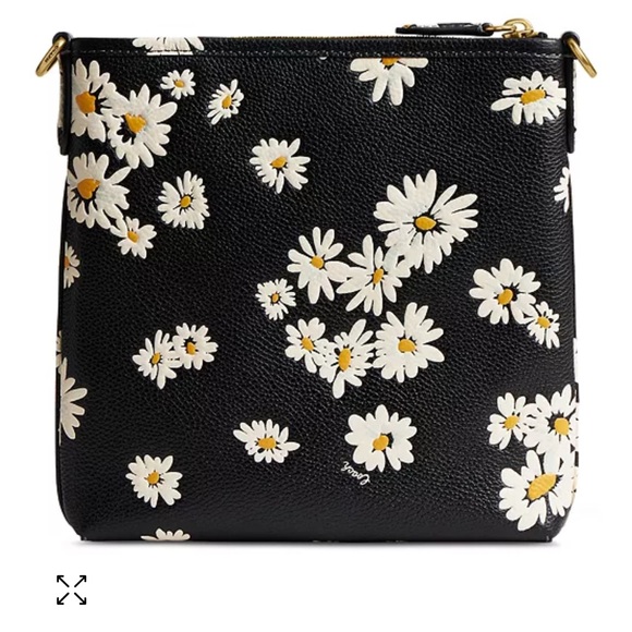 NWT Coach Black Floral Leather Crossbody Bag & Matching Wallet Purse Set - Picture 4 of 9